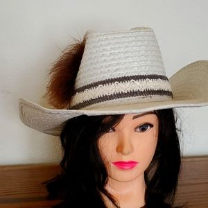Vintage Straw Hat with Leather band